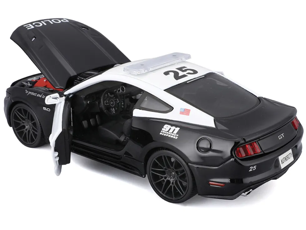 2015 Ford Mustang GT 5.0 "Police" Black and White "Authority" Series 1/24 Diecast Model Car by Maisto