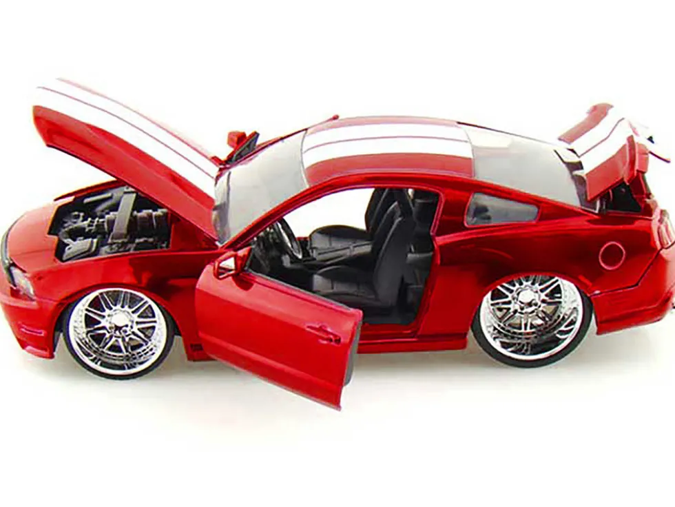 2010 Ford Mustang GT Red Metallic with White Stripes "Bigtime Muscle" Series 1/24 Diecast Model Car by Jada