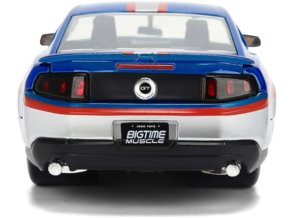 2010 Ford Mustang GT "Rekudo" Blue Metallic with Red and Silver Stripes "Bigtime Muscle" Series 1/24 Diecast Model Car by Jada