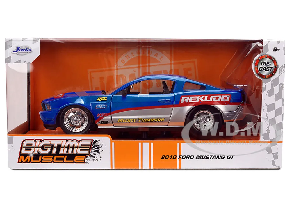 2010 Ford Mustang GT "Rekudo" Blue Metallic with Red and Silver Stripes "Bigtime Muscle" Series 1/24 Diecast Model Car by Jada