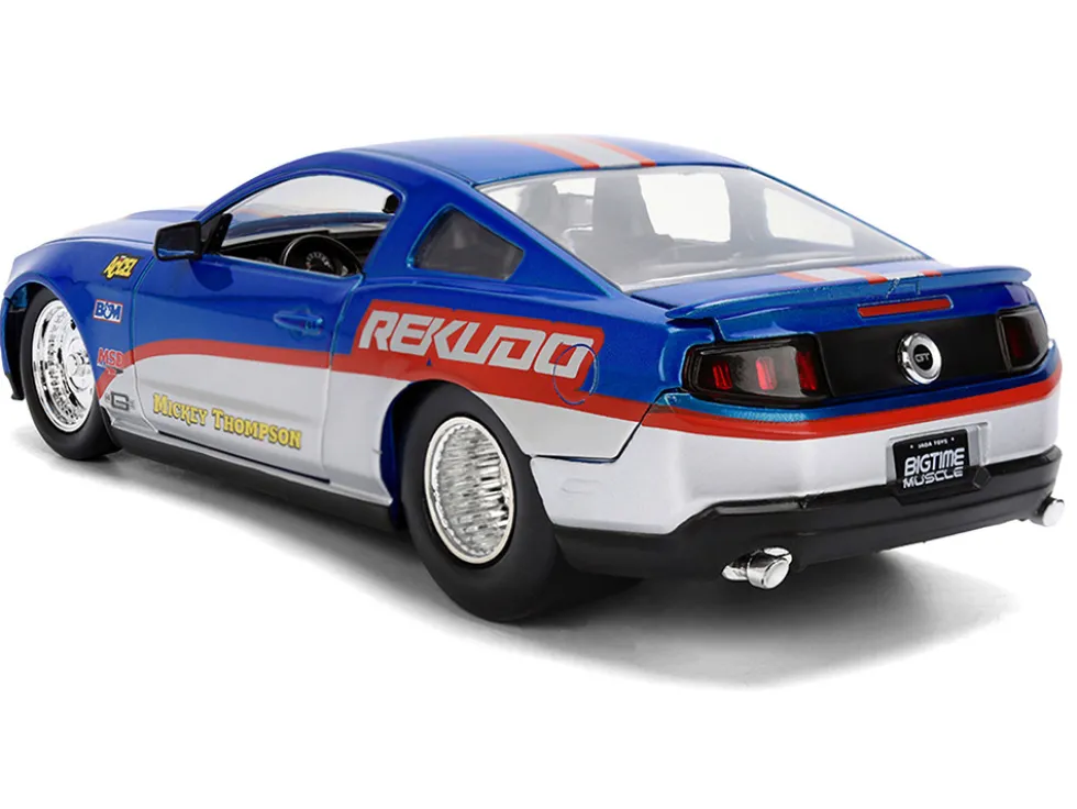 2010 Ford Mustang GT "Rekudo" Blue Metallic with Red and Silver Stripes "Bigtime Muscle" Series 1/24 Diecast Model Car by Jada