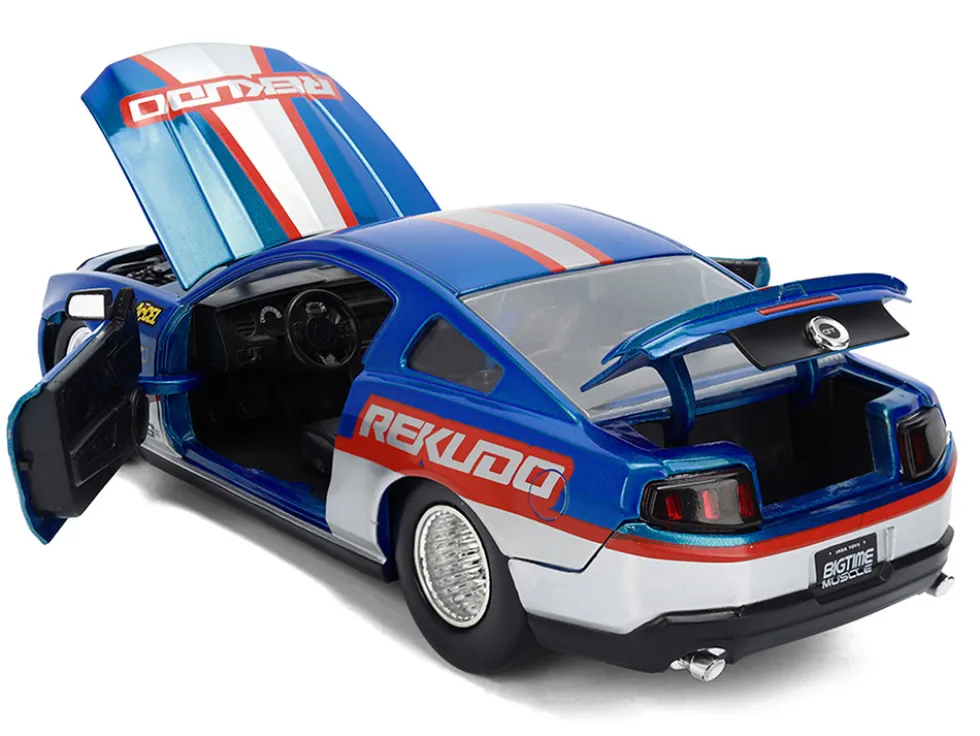 2010 Ford Mustang GT "Rekudo" Blue Metallic with Red and Silver Stripes "Bigtime Muscle" Series 1/24 Diecast Model Car by Jada
