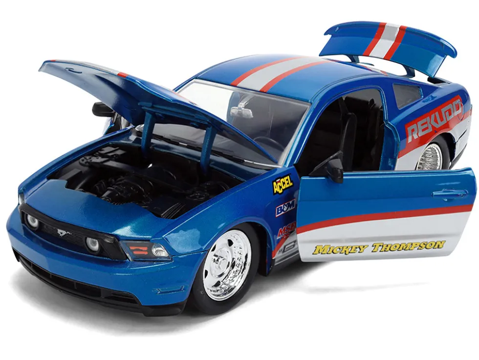 2010 Ford Mustang GT "Rekudo" Blue Metallic with Red and Silver Stripes "Bigtime Muscle" Series 1/24 Diecast Model Car by Jada