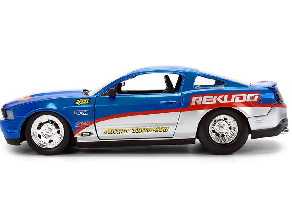 2010 Ford Mustang GT "Rekudo" Blue Metallic with Red and Silver Stripes "Bigtime Muscle" Series 1/24 Diecast Model Car by Jada