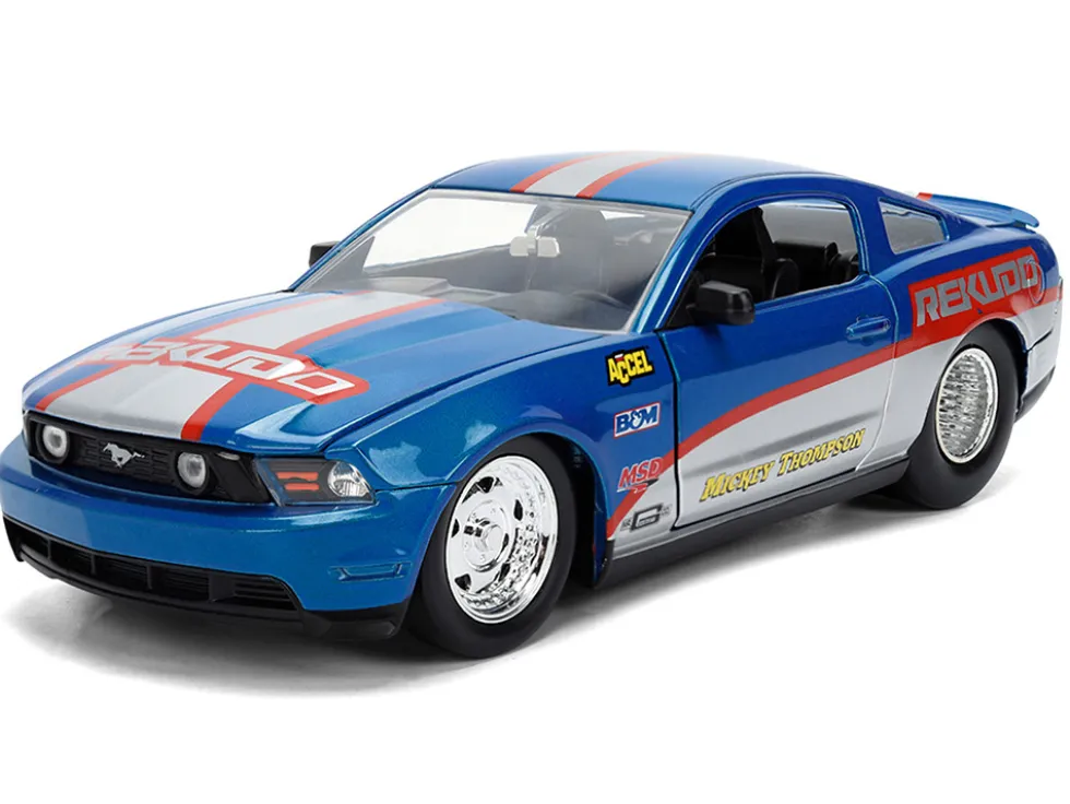 2010 Ford Mustang GT "Rekudo" Blue Metallic with Red and Silver Stripes "Bigtime Muscle" Series 1/24 Diecast Model Car by Jada