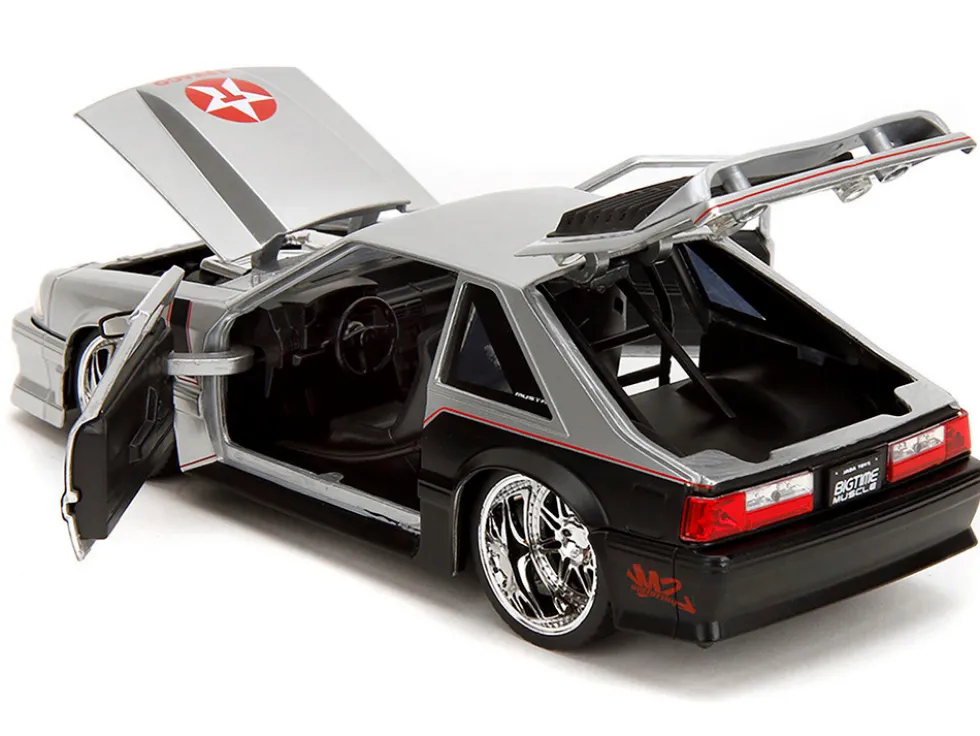 1989 Ford Mustang GT "Texaco" Silver Metallic and Matt Black "Bigtime Muscle" Series 1/24 Diecast Model Car by Jada