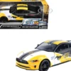 2018 Ford Mustang GT #38 White and Matt Black with Yellow Graphics "GT Racing" Series 1/24 Diecast Model Car by Motormax