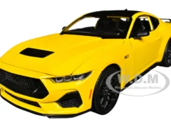 2024 Ford Mustang GT 5.0 Yellow with Black Top "NEX Models" Series 1/25 Diecast Model Car by Welly