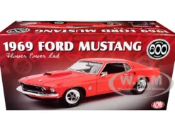 1969 Ford Mustang Limited Edition 600 Flower Power Red Limited Edition to 300 pieces Worldwide 1/18 Diecast Model Car by ACME