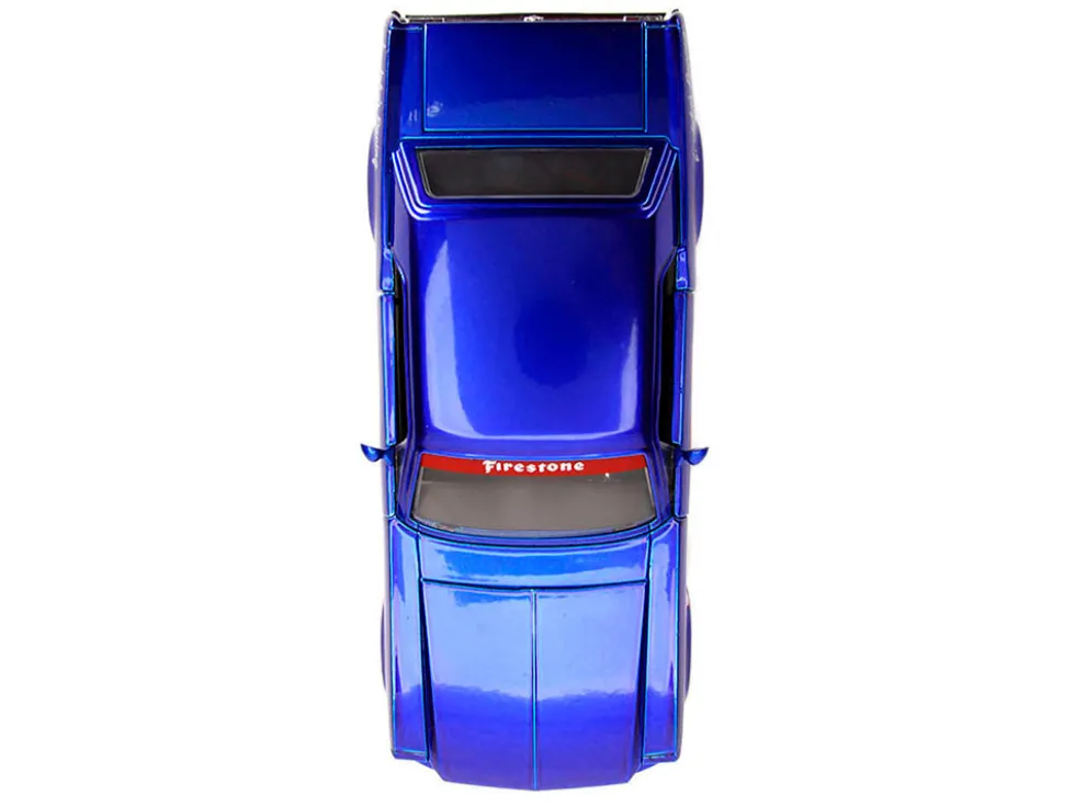 1965 Ford Mustang #5 "L. John's Racing" Candy Blue with Flame Graphics "Bigtime Muscle" Series 1/24 Diecast Model Car by Jada