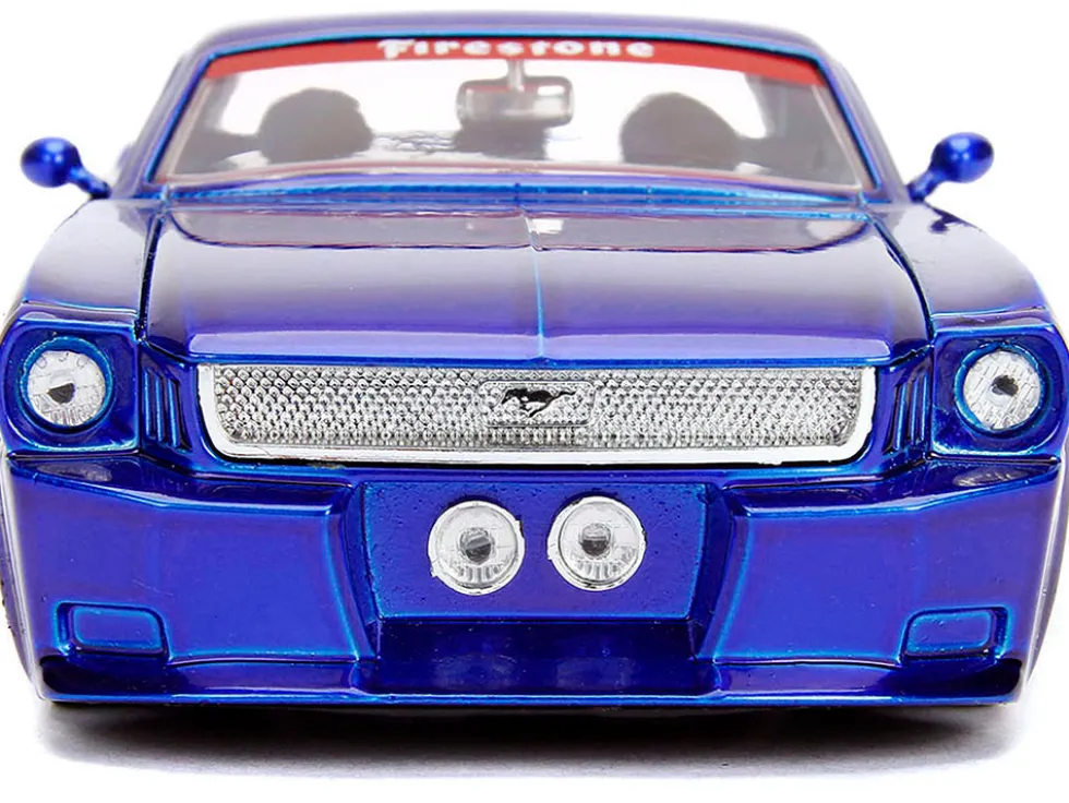1965 Ford Mustang #5 "L. John's Racing" Candy Blue with Flame Graphics "Bigtime Muscle" Series 1/24 Diecast Model Car by Jada