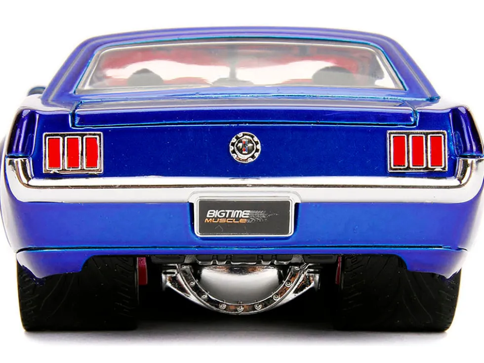 1965 Ford Mustang #5 "L. John's Racing" Candy Blue with Flame Graphics "Bigtime Muscle" Series 1/24 Diecast Model Car by Jada