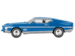 Ford Mustang Mach 1 Grabber Blue with Silver Stripes Limited Edition 1/64 Diecast Model Car by Mini GT