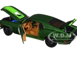 1970 Ford Mustang Mach 1 428 Green Metallic with Light Green Hood Limited Edition to 6550 pieces Worldwide 1/24 Diecast Model Car M2 Machines 40300-100A