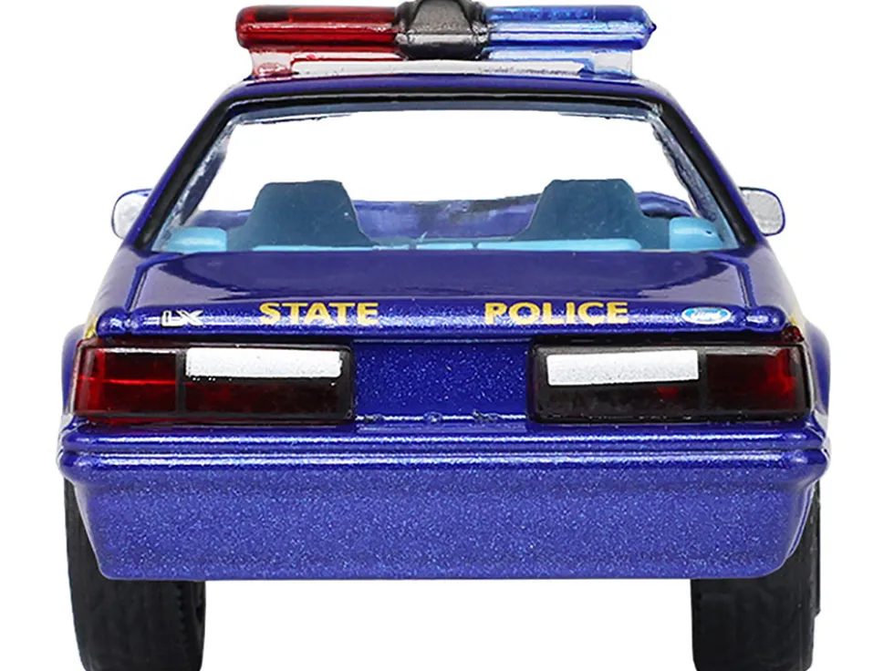 1988 Ford Mustang "New York State Police" Blue with Yellow Stripes and Blue Interior "Hot Pursuit" Series 8 1/64 Diecast Model Car by Greenlight