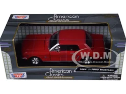 1964 1/2 Ford Mustang Red 1/24 Diecast Model Car Motormax 73273