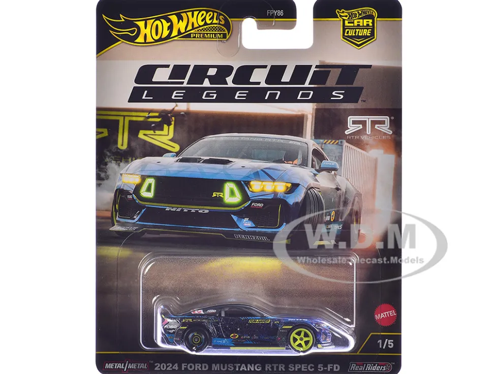 2024 Ford Mustang RTR Spec 5-FD Dark Blue with Graphics "Circuit Legends" Series Diecast Model Car by Hot Wheels