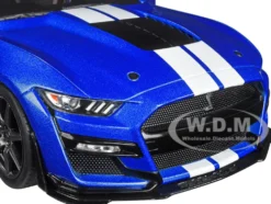 2020 Ford Mustang Shelby GT500 Fast Track Ford Performance Blue Metallic White Stripes 1/18 Diecast Model Car Solido S1805901