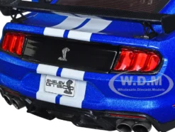 2020 Ford Mustang Shelby GT500 Fast Track Ford Performance Blue Metallic White Stripes 1/18 Diecast Model Car Solido S1805901