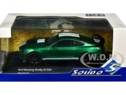 2020 Ford Mustang Shelby GT500 Fast Track Eruption Green Metallic with White Stripes 1/43 Diecast Model Car by Solido