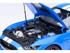 Ford Mustang Shelby GT500 Grabber Blue with White Stripes 1/18 Model Car by Autoart