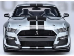 Ford Mustang Shelby GT500 Iconic Silver Metallic with Black Stripes 1/18 Model Car by Autoart