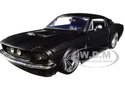 1967 Ford Mustang Shelby GT500 Matt Dark Gray Black Stripes 1/24 Diecast Model Car Jada 97411