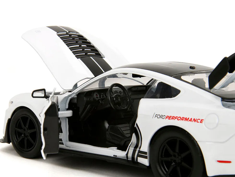 2020 Ford Mustang Shelby GT500 #65 White with Black Top and Stripes "Ford Performance" "Bigtime Muscle" Series 1/24 Diecast Model Car by Jada