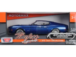 1971 Ford Mustang Sportsroof Blue 1/24 Diecast Model Car Motormax 73327