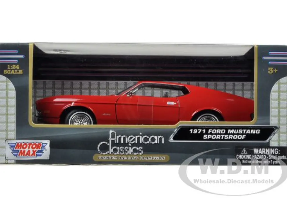 1971 Ford Mustang Sportsroof Red 1/24 Diecast Model Car Motormax 73327