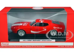 1971 Ford Mustang Sportsroof Red White Stripes Refresh Yourself Coca-Cola 1/24 Diecast Model Car Motor City Classics 424071