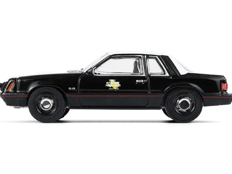 1982 Ford Mustang SSP "Texas Department of Public Safety Highway Patrol" Black with White Hood and Top "Hobby Exclusive" Series 1/64 Diecast Model Car by Greenlight