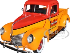 1940 Ford Pickup Truck Minneapolis Moline Orange Red Black Stripes 1/25 Diecast Model Car SpecCast SCT916