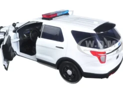 2015 Ford PI Utility Interceptor Plain White Police Car with Light Bar 1/18 Diecast Model Car Motormax 73541
