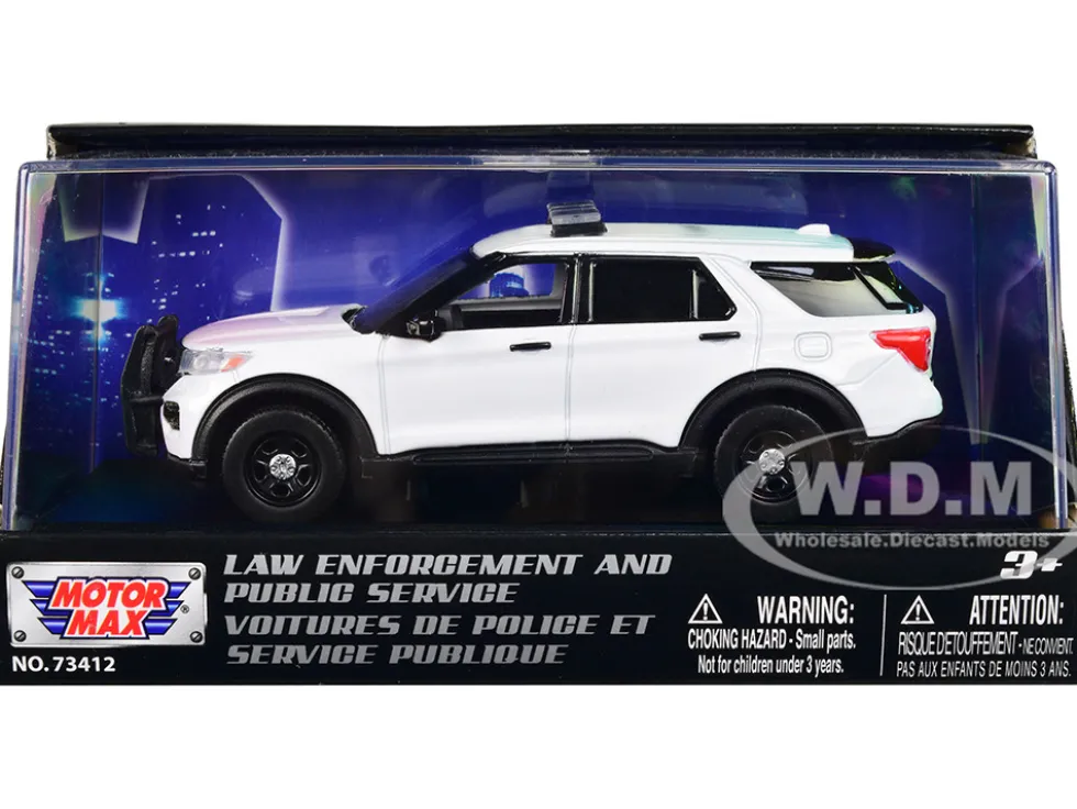 2022 Ford Police Interceptor Utility Plain White Law Enforcement and Public Service Series 1/43 Diecast Model Car Motormax 79496W