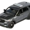2022 Ford Police Interceptor Utility Dark Gray Metallic "Builder's Kit" with Flashing Light Bar and Front and Rear Lights and Sounds 1/24 Diecast Model Car by Motormax