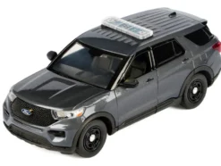 2022 Ford Police Interceptor Utility Dark Gray Metallic "Builder's Kit" with Flashing Light Bar and Front and Rear Lights and Sounds 1/24 Diecast Model Car by Motormax