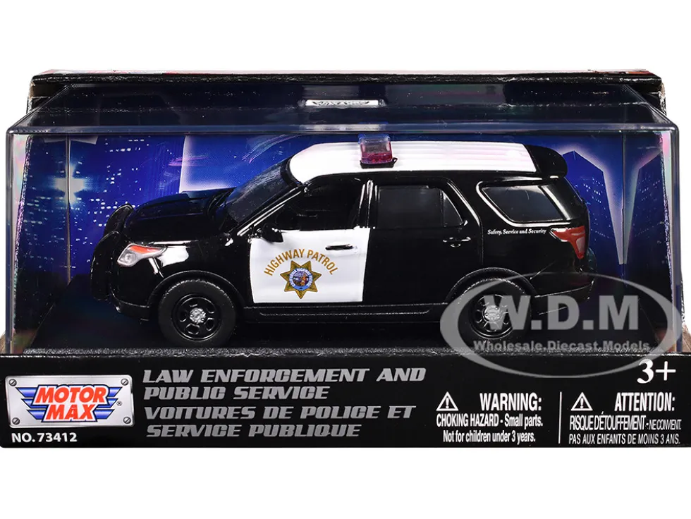 2015 Ford Police Interceptor Utility "California Highway Patrol" Black and White "Law Enforcement and Public Service" Series 1/43 Diecast Model Car by Motormax