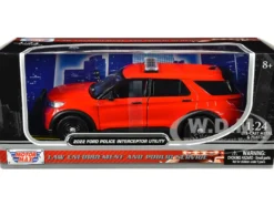 2022 Ford Police Interceptor Utility Unmarked Red 1/24 Diecast Model Car Motormax 76988R