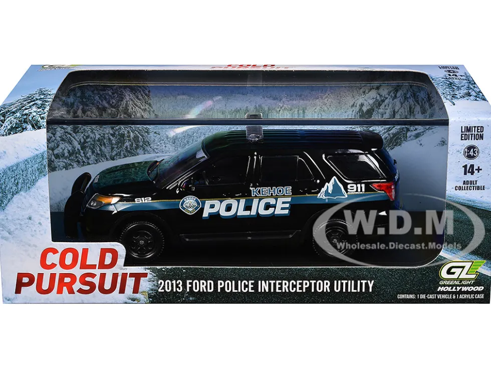 2013 Ford Police Interceptor Utility Black Kehoe Police Department Kehoe Colorado Cold Pursuit 2019 Movie 1/43 Diecast Model Car Greenlight 86637