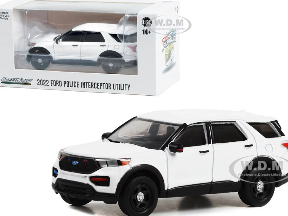 2022 Ford Police Interceptor Utility White Hot Pursuit Hobby Exclusive Series 1/64 Diecast Model Car Greenlight 43004