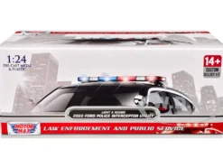 2022 Ford Police Interceptor Utility Black and White "Builder's Kit" with Flashing Light Bar and Front and Rear Lights and Sounds 1/24 Diecast Model Car by Motormax