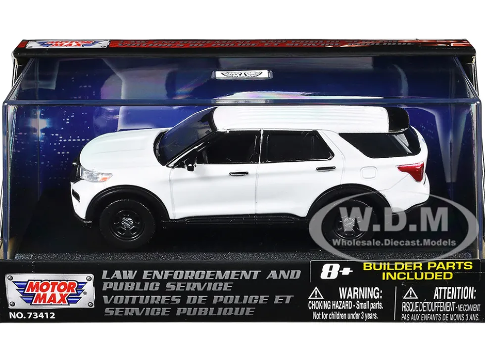 2022 Ford Police Interceptor Utility White Unmarked "Custom Builder's Kit" "Law Enforcement and Public Service" Series 1/43 Diecast Model Car by Motormax