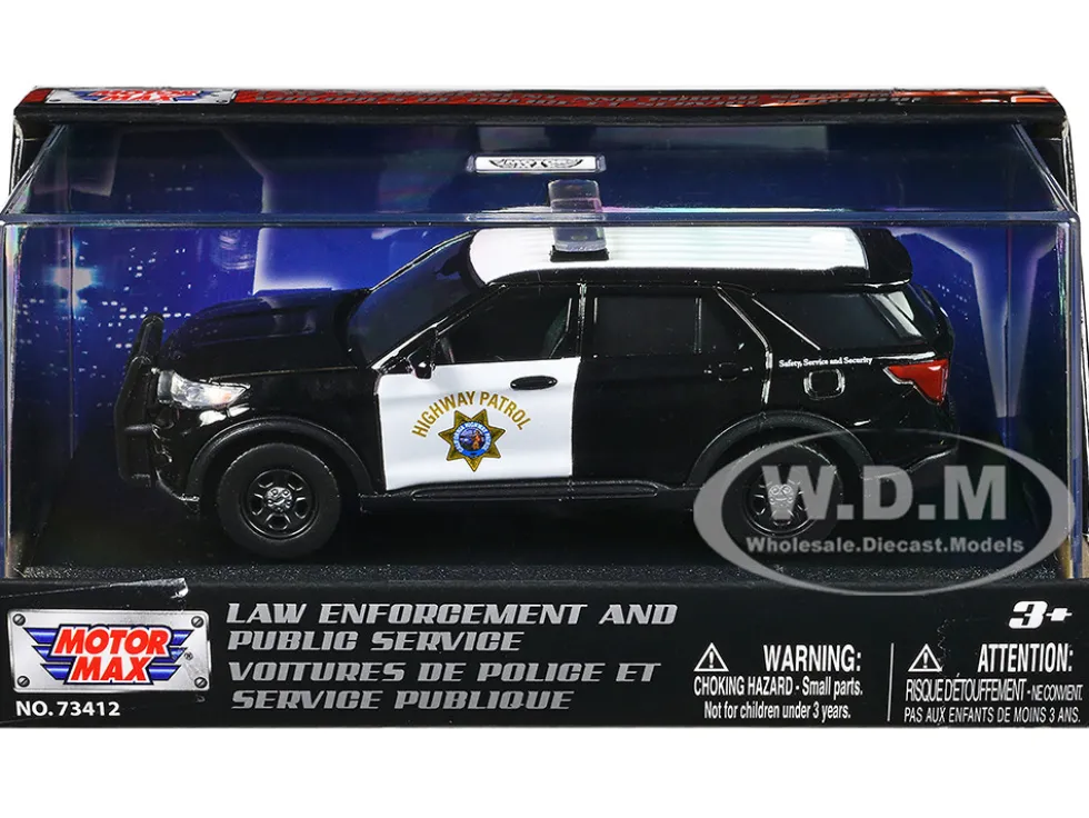 2022 Ford Police Interceptor Utility "California Highway Patrol" Black and White "Law Enforcement and Public Service" Series 1/43 Diecast Model Car by Motormax