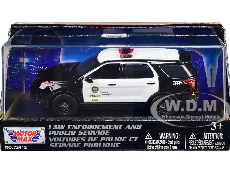2015 Ford Police Interceptor Utility Black and White LAPD Los Angeles Police Department 1/43 Diecast Model Car Motormax 79493