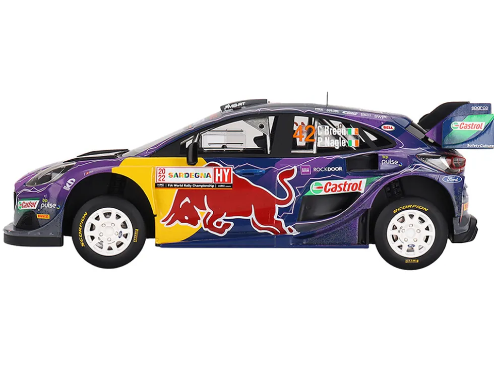 Ford Puma Rally1 #42 Craig Breen - Paul Nagle "M-Sport Ford WRT" 2nd Place "Rally Italia Sardegna" (2022) 1/18 Model Car by Top Speed