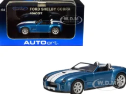 2004 Ford Shelby Cobra Concept Guardsman Blue Metallic Performance White Stripes 1/64 Diecast Model Car Autoart 20543