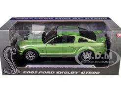 2007 Ford Shelby GT500 Lime Green Metallic with Silver Stripes "Shelby Collectibles" Series 1/18 Diecast Model Car by ACME
