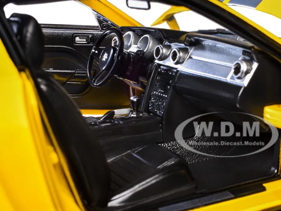 2007 Ford Shelby GT500 Yellow with Silver Stripes "Shelby Collectibles" Series 1/18 Diecast Model Car by ACME