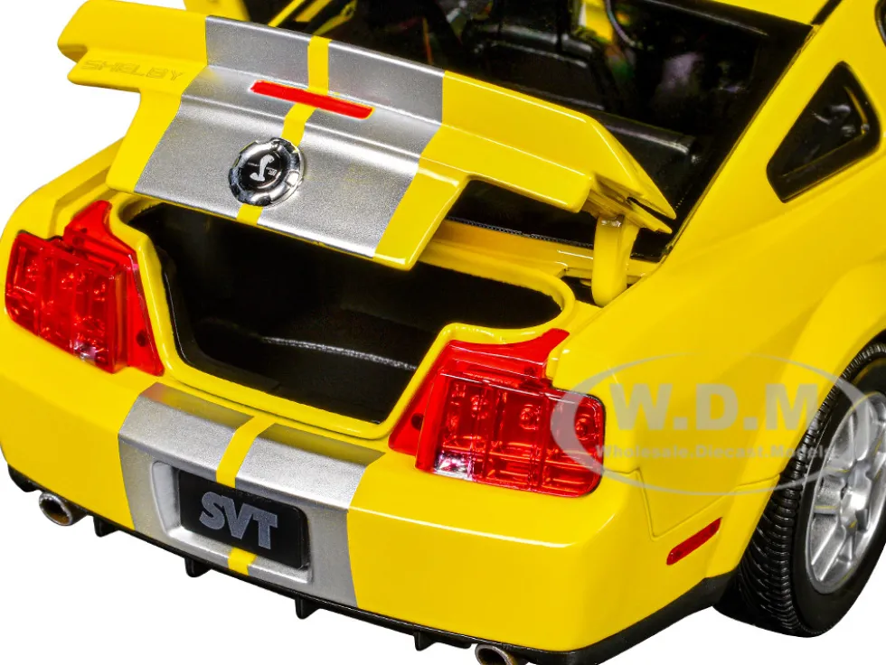 2007 Ford Shelby GT500 Yellow with Silver Stripes "Shelby Collectibles" Series 1/18 Diecast Model Car by ACME